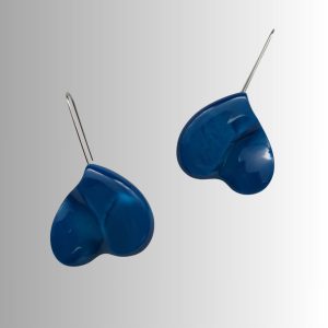 boucles d'oreilles en galalithe ancienne bleu, forme cœur