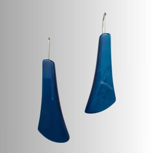 boucles d'oreilles en galalithe ancienne bleu électrique fils en inox