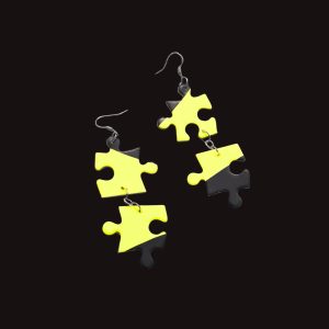 boucles d'oreilles carton papier jaunes et noires
